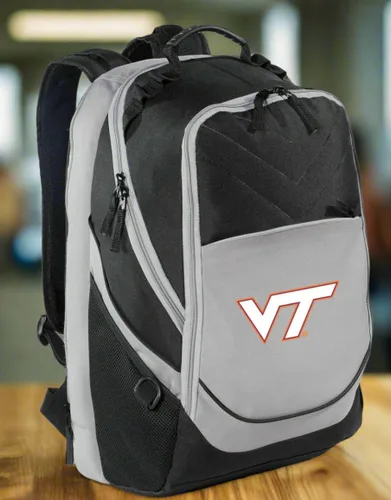 Vista 4 de Broad Bay Mochila Virginia Tech Logotipo oficial de VT Hokies, sección acolchada para computadora portátil, tela de nailon 600D de primera calidad