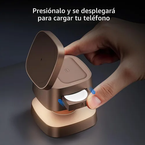 Vista 4 de Estación de carga inalámbrica magnética 4 en 1, carga rápida de 15 W con luz nocturna para soporte de cargador MagSafe, cargador inalámbrico 3 en 1