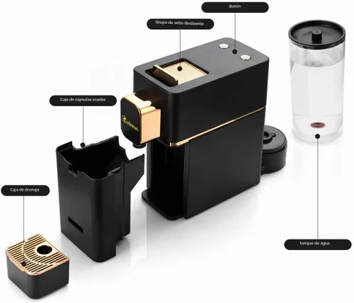 Vista 5 de Mini cafetera espresso para cápsulas compatible con máquina Nespresso OriginalL, cafetera espresso de una sola porción, cápsulas de café Bestpresso