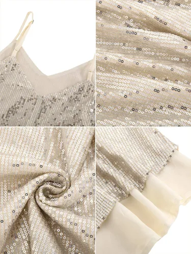Vista 7 de Camiseta sin mangas de lentejuelas brillantes para mujer, chaleco de lentejuelas brillantes, chaleco de lentejuelas para fiesta de Navidad