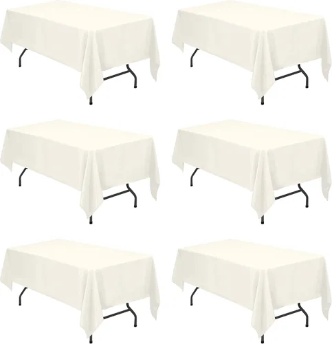 Vista 171 de BRILLMAX - Manteles para mesa rectangular de 6 pies, tela de lino de poliéster, lavable, para boda, recepción, banquete, fiesta de cumpleaños, 60 x