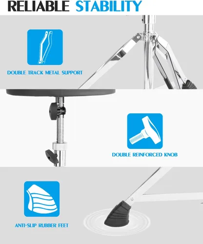 Vista 3 de STRICH Drum Throne, taburete de tambor acolchado ajustable en altura, silla giratoria de tambor resistente, taburete acolchado de doble soporte