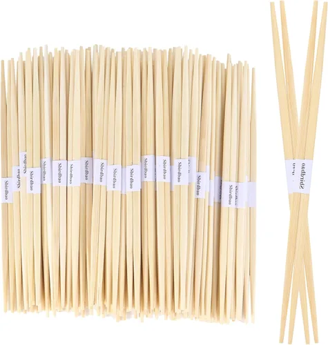 Vista 8 de 100 pares de palillos desechables de bambú separados con banda de papel para ir palillos de doble punta, 9.5 pulgadas (marrón)