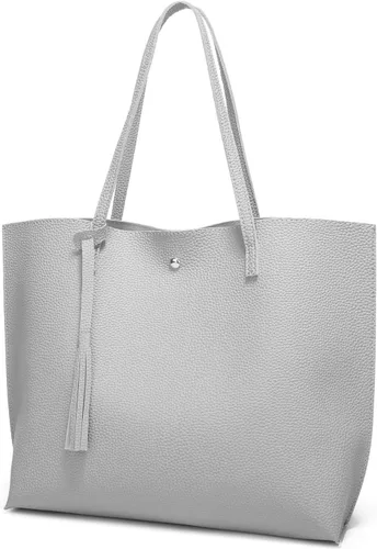 Vista 18 de Dreubea - Bolsa de hombro y de mano de piel sintética suave para mujer, con borla, de gran capacidad