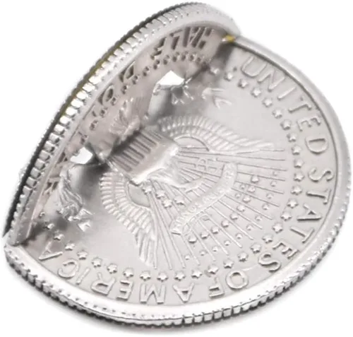 Vista 4 de Enjoyer Moneda plegable para morder y restaurar, moneda de mordida de dos pliegues, truco mágico que aparece/desaparece de la moneda, trucos