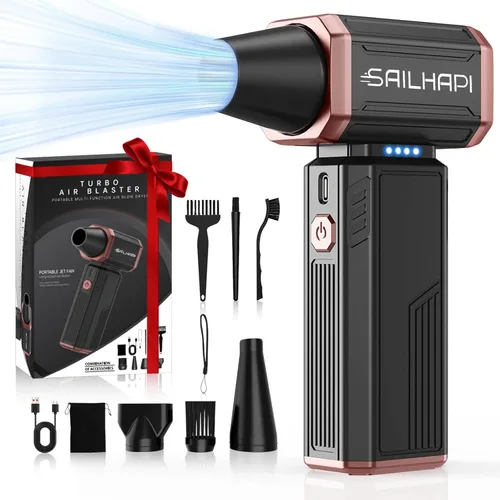 Vista 10 de Potente ventilador turbo de 300000 RPM, soplador de mano para oficina, reemplazado por lata de aire, limpiador de ventilador recargable y duradero