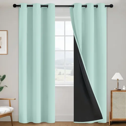 Vista 65 de SimpleHome Cortinas opacas 100% aguamarina, oscurecimiento de la habitación Aqua