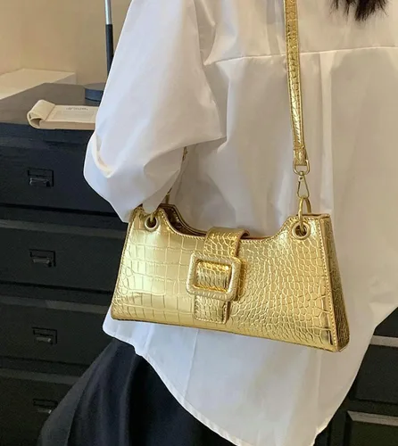Vista 2 de Bolso plateado para mujer, bolsos cruzados, bolsos de noche Y2K, bolsos hobo, bolsos de hombro, bolsa de mano para mujer 2023