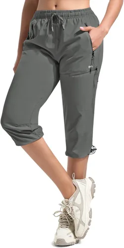 Vista 13 de BVVU Pantalones cargo capri de senderismo para mujer, ligeros, de secado rápido, pantalones deportivos impermeables para exteriores, pantalones