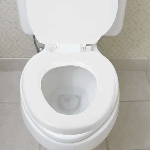 Vista 2 de DOITOOL Asiento de inodoro redondo para asiento de inodoro, bisagras de liberación rápida, cierre lento, funda de repuesto resistente Eva Accesorios