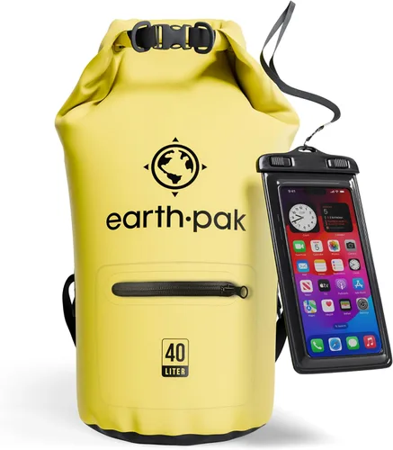 Vista 15 de Earth Pak Bolsa seca impermeable con bolsillo con cremallera, mochila impermeable para mantener el equipo seco