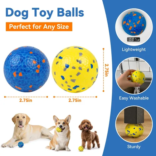 Vista 3 de Pelota de juguete indestructible para perros, pelotas de tenis duraderas para masticadores agresivos, pelotas flotantes y de alto rebote
