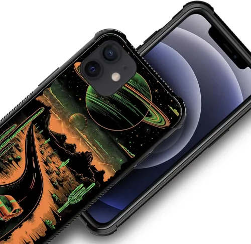 Vista 7 de CARLOCA Funda compatible con iPhone 11, diseño de carretera del desierto naranja alienígena, ultra protección, a prueba de golpes, de silicona