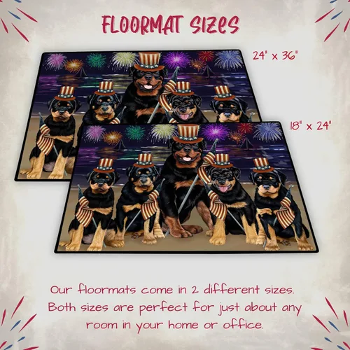 Vista 6 de Doggie of the Day Rottweiler Dogs Floor Mat - 4th of July Independence Day - Best Dog Doormat - Protector Decor - Unique Portrait Art - Premium