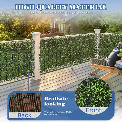 Vista 4 de ECOOPTS Valla de privacidad de hiedra artificial de hoja de rosa expandible para patio trasero, balcón, exterior e interior, 1 paquete