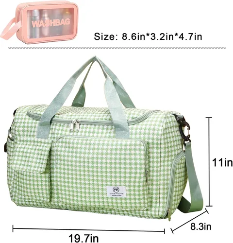 Vista 431 de Pequeña bolsa de gimnasio para mujer, bolsa de viaje con compartimento para zapatos