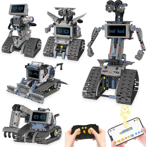 Vista 10 de Kit de construcción de robot con aplicación/control remoto, regalos STEM para niños de 6 a 16 años, juguetes robóticos de codificación técnica