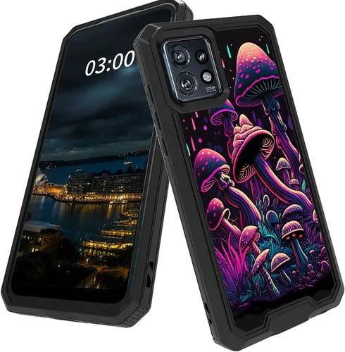 Vista 24 de Funda para Motorola Edge Plus para Moto Edge Plus 2023 con diseño de patrón de mariposa artística a prueba de caídas de policarbonato duro de doble