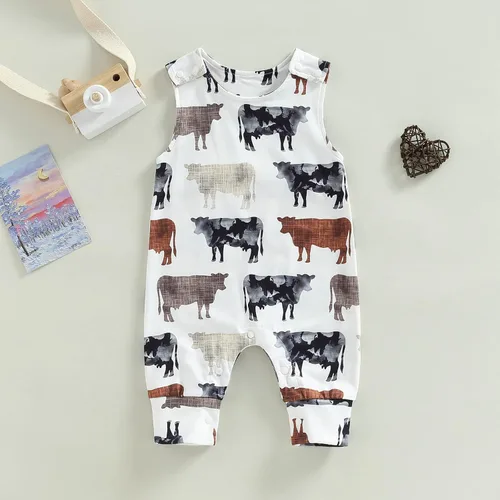 Vista 3 de Mubineo Mameluco sin mangas para bebé, niño, niña, de verano, vaquera, ropa unisex