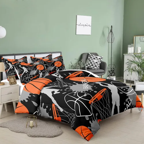 Vista 2 de Bodhi Juego de edredón deportivo 3D de baloncesto para adolescentes y niños, juego de ropa de cama de microfibra suave con fundas de almohada 4003