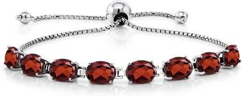 Vista 14 de Gem Stone King Pulsera de plata de ley 925 con piedra natal ovalada de 0.276 x 0.197 in para mujer, totalmente ajustable hasta 9 pulgadas
