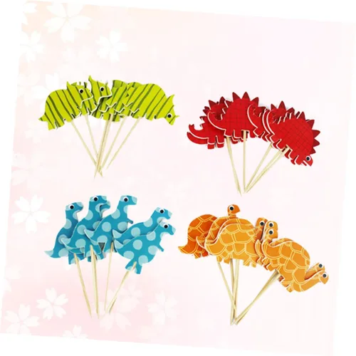 Vista 2 de 96pcs Dinosaur Cake Toppers Birthday Party Dessert Decorations