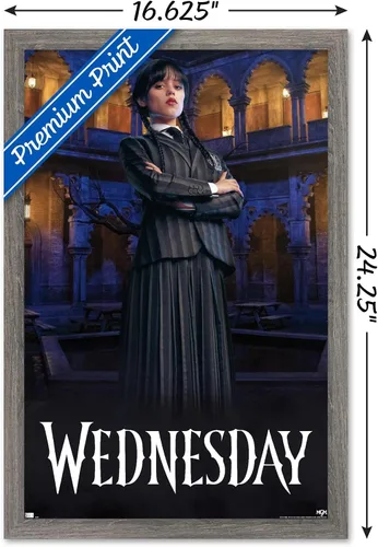 Vista 3 de Trends International Wednesday - Póster de pared de retrato, 14.725 x 22.375 pulgadas, versión enmarcada de madera de granero