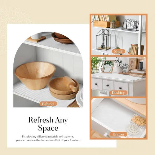 Vista 5 de Glotoch - Revestimiento autoadhesivo para estantes de cocina, revestimientos transparentes para estantes de despegar y pegar, papel de contacto