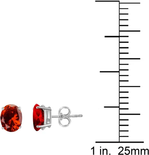 Vista 4 de Aretes de tuerca de granate natural de forma ovalada de 0.354 x 0.276 in para mujer para mujer, colección de joyas de boda con piedras preciosas