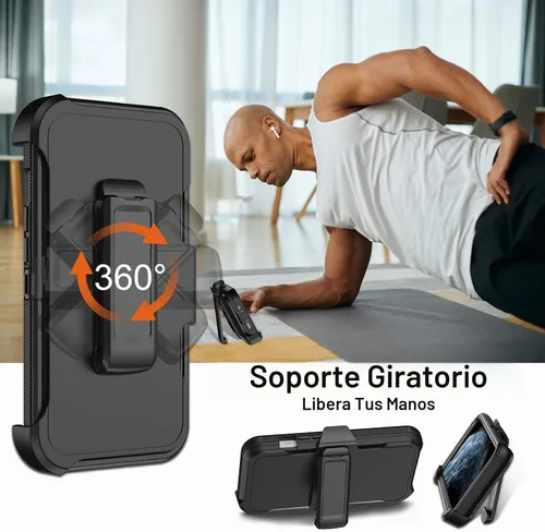 Vista 5 de KECAI Funda para iPhone 11 Pro con estuche de clip para cinturón, protector de pantalla integrado, resistente a prueba de golpes, protección contra