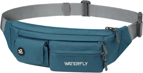 Vista 9 de WATERFLY - Riñonera pequeña con correa para el hombro: bolsa delgada y ligera con 5 bolsillos para la cintura y la cadera, para mujeres y hombres