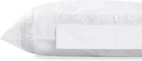 Vista 14 de Fundas de almohada 100% algodón percal con encaje fluer tamaño Queen/estándar, color blanco, 2 piezas de fundas de almohada, ropa de cama fuerte