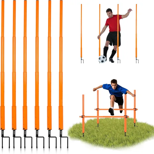 Vista 10 de Hikeen Bastones de fútbol de longitud ajustable, obstáculos de entrenamiento de agilidad y obstáculo de fútbol para adolescentes, entrenamiento