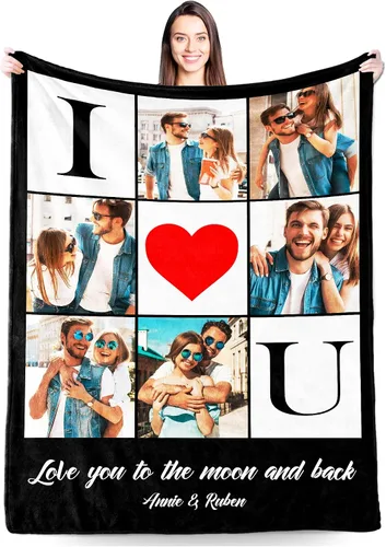 Vista 17 de Regalos personalizados para novio, novia, regalo personalizado para marido y esposa, mantas personalizadas con imágenes, manta de fotos