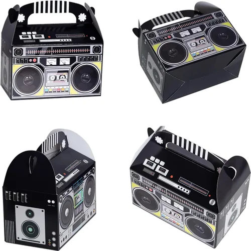 Vista 3 de 12 cajas de recuerdo de los años 80 y 90 novedades Boombox Prop Radio, decoración de centros de mesa para decoración retro de los años 80, recuerdos