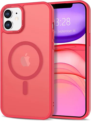 Vista 289 de Anuck - Funda magnética para iPhone 11 compatible con MagSafe, carcasa trasera mate translúcida dura, borde de TPU, delgada, resistente a impactos