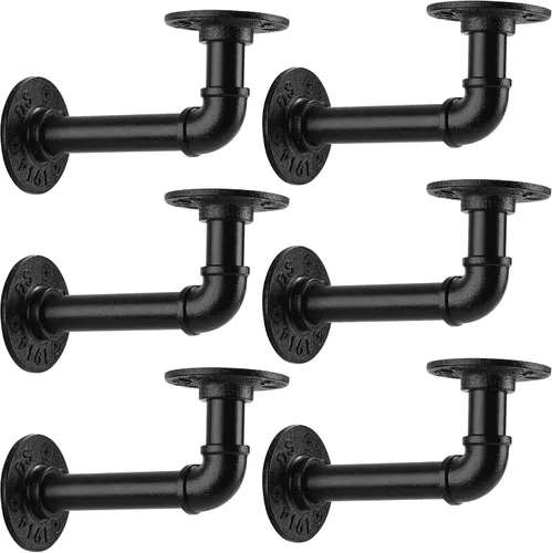Vista 8 de Soporte de estante de tubo de 1/2 pulgada, soporte de estante flotante montado en la pared, soporte de metal colgante de pared punk de vapor
