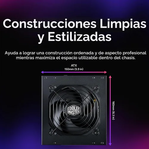Vista 3 de Cooler Master Fuente de alimentación MWE Gold 750 V2, totalmente modular