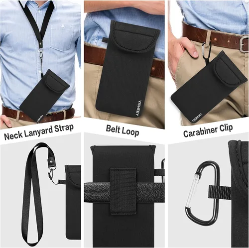 Vista 2 de Funda de neopreno para teléfono con clip para cinturón y correa de cordón compatible con iPhone 17 Pro 16e Air XS Max XR/Galaxy S26 S25 S21 FE Note