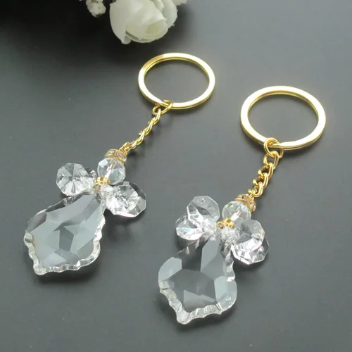 Vista 5 de 12 llaveros de ángel de cristal para bautismo, primera comunión, confirmación, boda, dulce 15