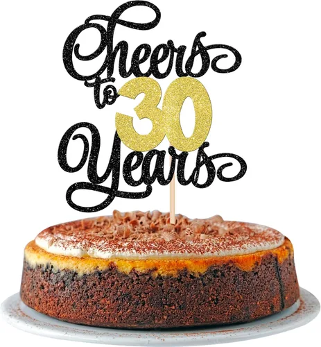 Vista 26 de 1 pieza de decoración para tartas de 40 años con purpurina para pastel de 40 años, 40 años, decoración fabulosa para tartas de cumpleaños de 40 Negro