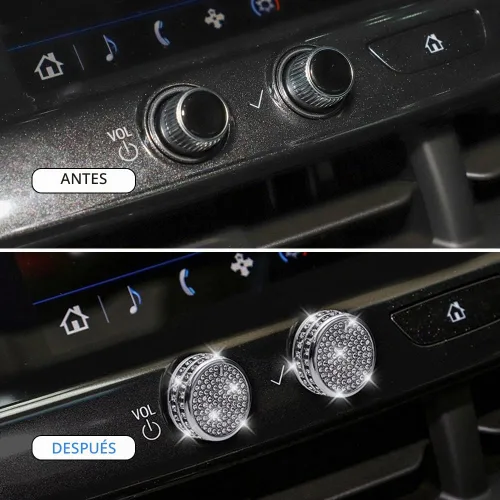 Vista 3 de 2 piezas de adornos brillantes para perillas de control central y multimedia, compatibles con Cadillac CT5 CT4, adhesivo para accesorio
