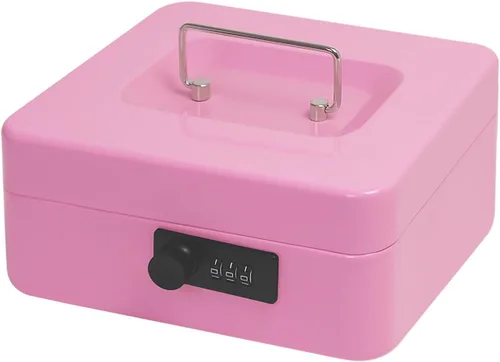 Vista 7 de Caja de efectivo de acero seguro con cerradura de combinación y bandeja extraíble, organizador de dinero de metal para uso doméstico y oficina Negro