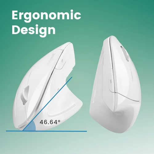 Vista 5 de Perixx PERIMICE-813W - Mouse vertical Bluetooth - Especificaciones inalámbricas 3 en 1 para múltiples dispositivos, bolsa de transporte de viaje
