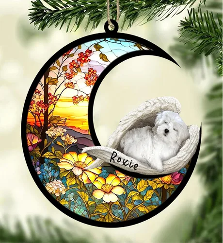 Vista 8 de Atrapasoles conmemorativo personalizado para perros, adorno navideño de Airedale Terrier, recuerdo por pérdida de mascota, regalos conmemorativos