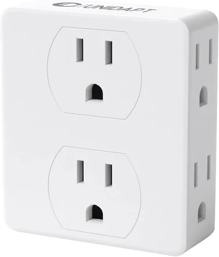 Vista 9 de Unidapt - Divisor de enchufes múltiples, adaptador extensor de múltiples salidas con 6 enchufes de CA, caja divisora lateral, expansor de enchufe