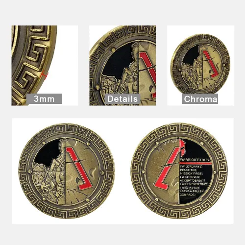 Vista 4 de Moneda de desafío militar Spartan Warrior Ethos (amzag715)