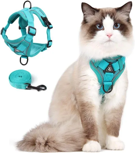 Vista 8 de Skmeditec Juego de arnés y correa para gato: chaleco a prueba de fugas mejorado con correa para gatos grandes, perros pequeños y cachorros, chaqueta