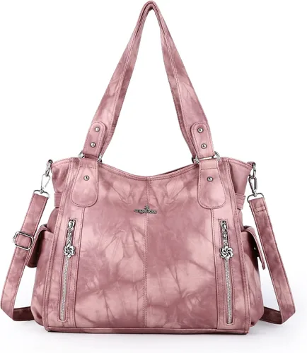 Vista 15 de Angel Kiss Bolsos para mujer con tiras en la parte superior, bolso estilo Hobo, bolsas de hombro espaciosas y casuales, cartera estilo Tote de PU