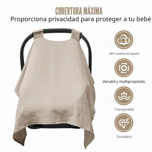 Vista 2 de Metplus - Funda para asiento de automóvil de muselina para bebés, 100% algodón Funda transpirable para asiento de automóvil para bebé, para Cereal